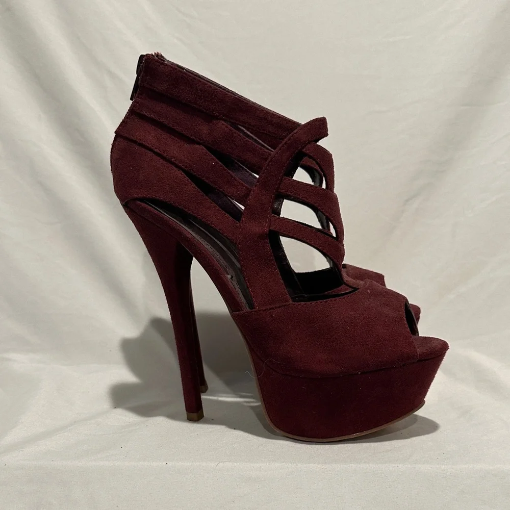 Forever 21 Burgundy Strappy Heels - Picture 1 of 7